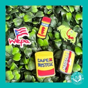Crocs Charms Cafe Bustelo Adobo Goya Boricua Wepa Medalla  5pcs + PR Sticker